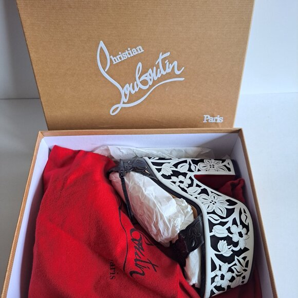 Christian Louboutin Houghton May Black and White Platform Sandals Shoes Size 37 - Picture 16 of 16